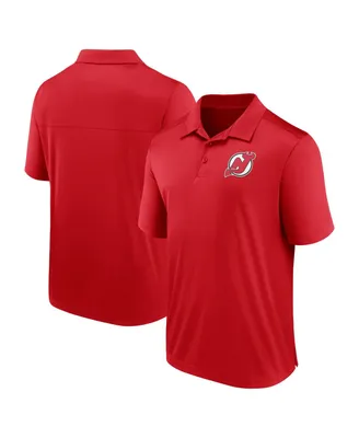 Men's Fanatics Red New Jersey Devils Left Side Block Polo Shirt
