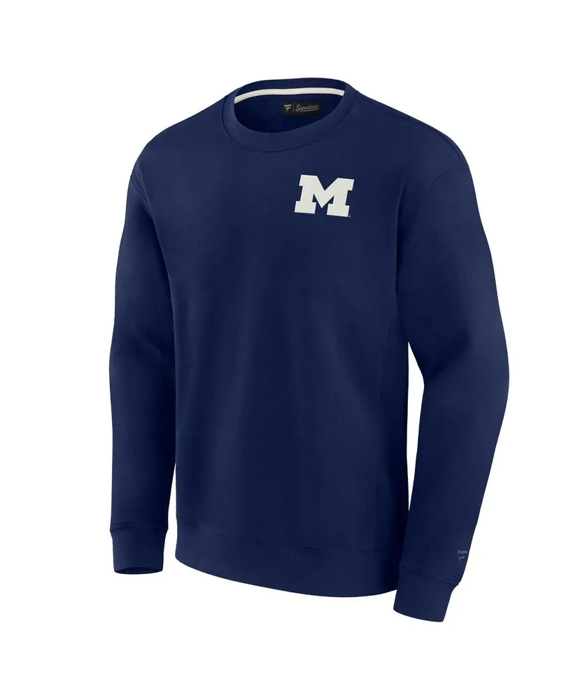 Men's and Women's Fanatics Signature Navy Michigan Wolverines Super Soft Pullover Crew Sweatshirt