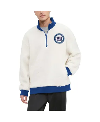 Men's Tommy Hilfiger Cream New York Giants Jordan Sherpa Quarter-Zip Sweatshirt