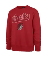 Men's '47 Brand Red Portland Trail Blazers 2023/24 City Edition Postgame Headline Crew Pullover Sweatshirt