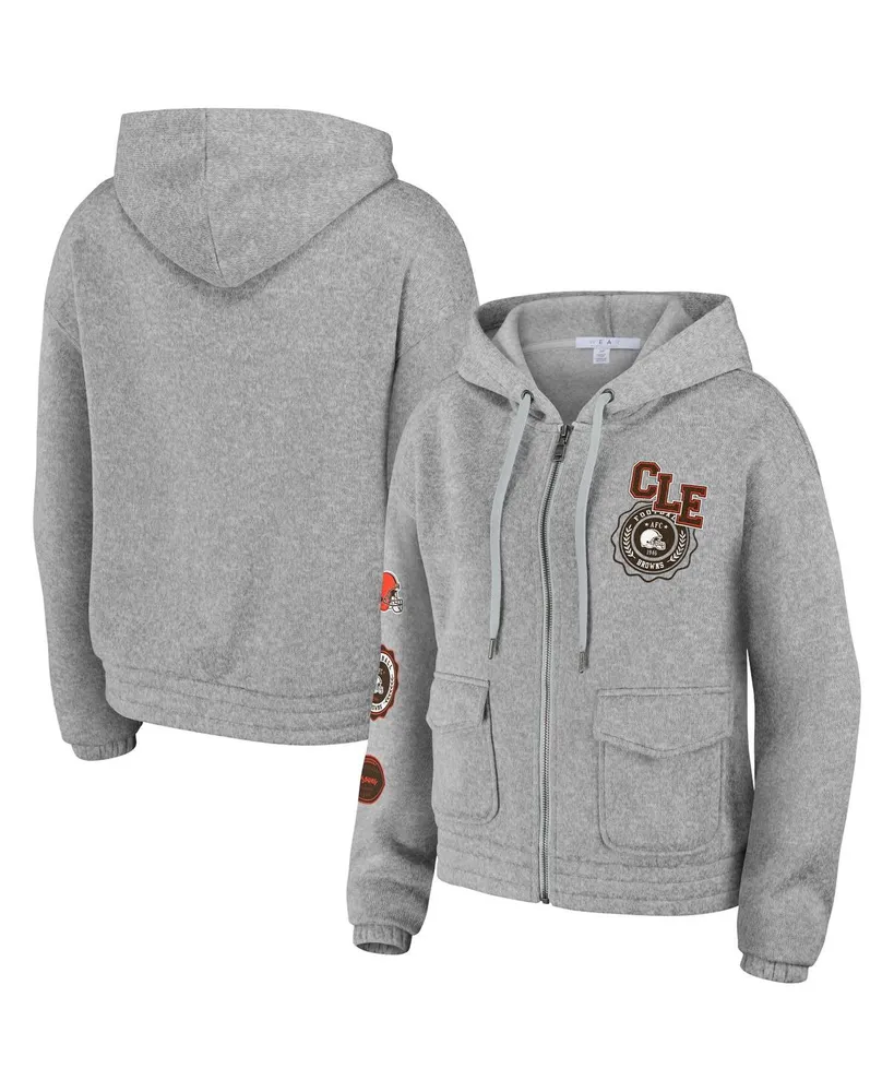 Women's WEAR by Erin Andrews Orange Cleveland Browns Colorblock Lightweight  Full-Zip Hoodie