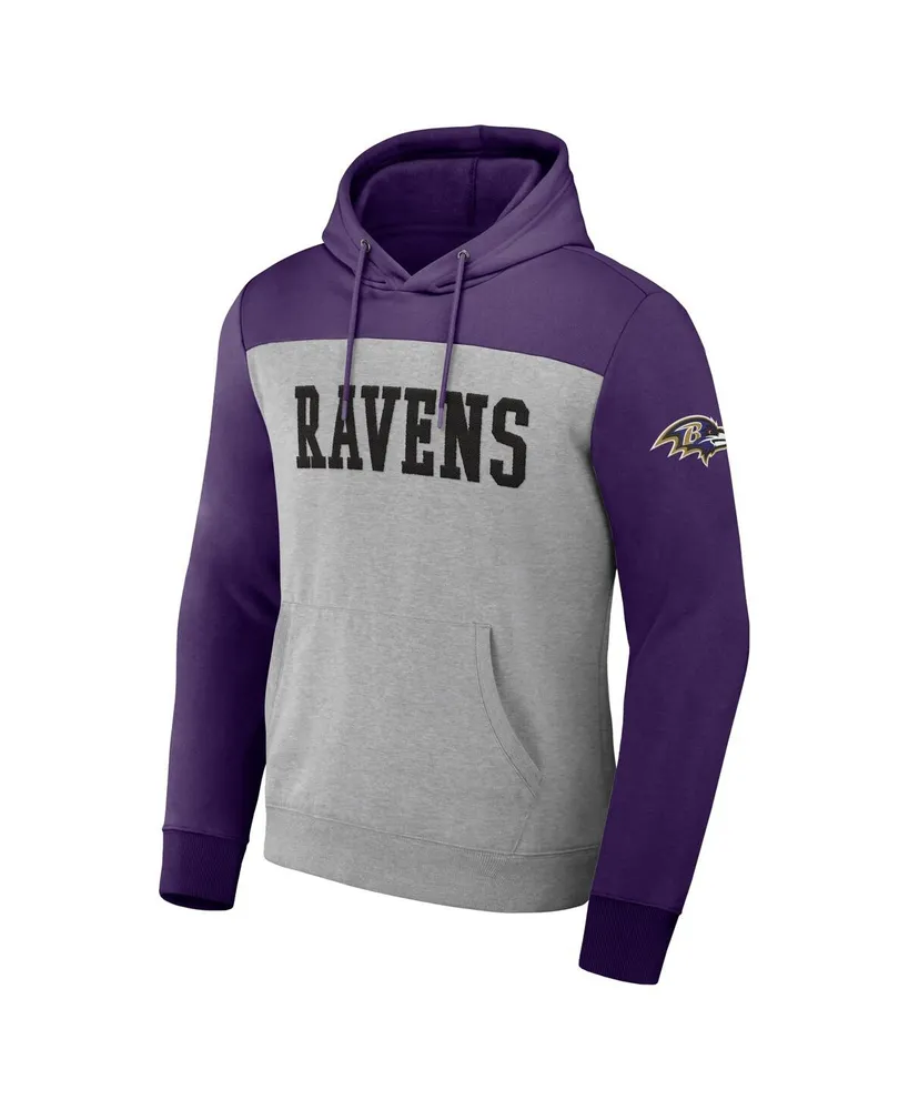 Men's Nfl x Darius Rucker Collection by Fanatics Heather Gray Baltimore Ravens Color Blocked Pullover Hoodie