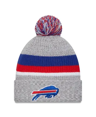 Men's New Era Heather Gray Buffalo Bills Cuffed Knit Hat with Pom