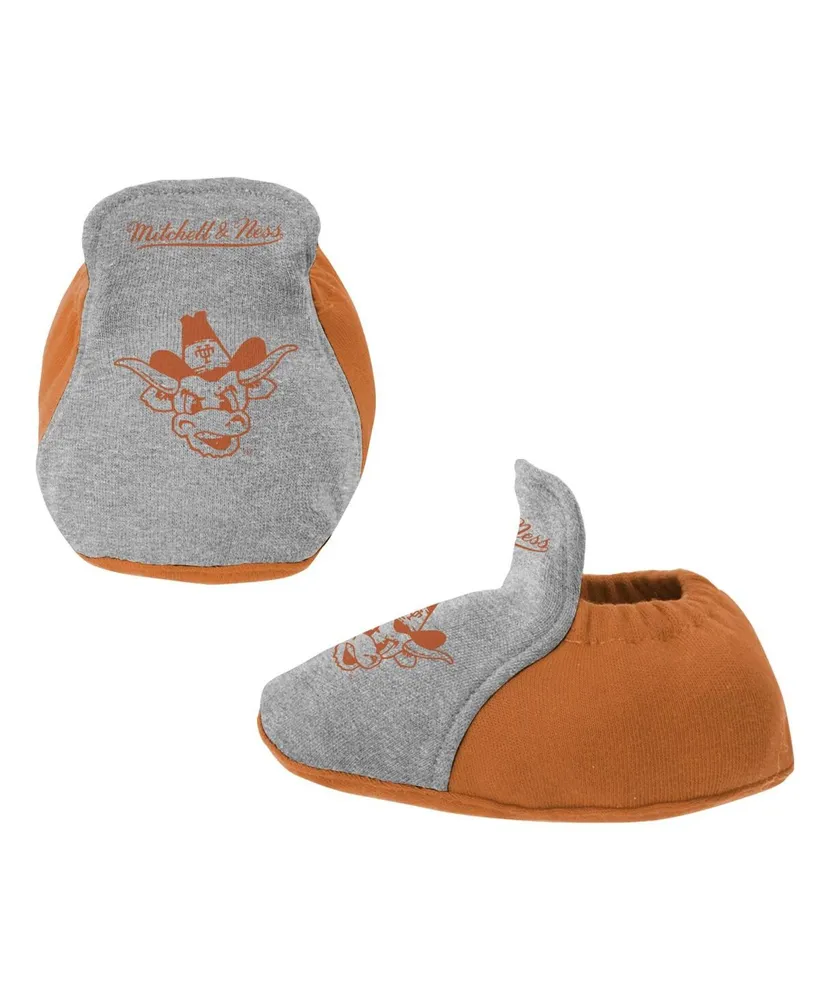 Infant Boys and Girls Mitchell & Ness Orange, Heather Gray Texas Longhorns 3-Pack Bodysuit, Bib and Bootie Set