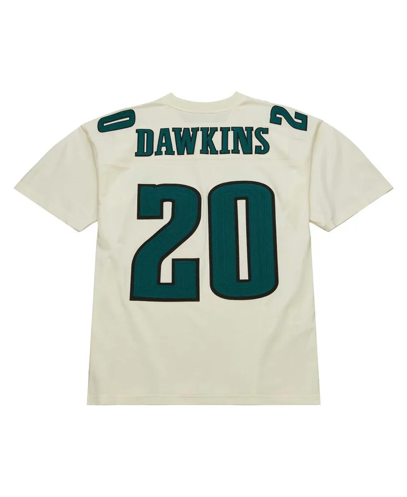 Men's Mitchell & Ness Brian Dawkins Cream Philadelphia Eagles Chainstitch Legacy Jersey