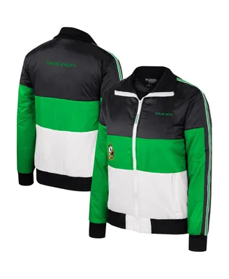 Women's The Wild Collective Green Oregon Ducks Color-Block Puffer Full-Zip Jacket