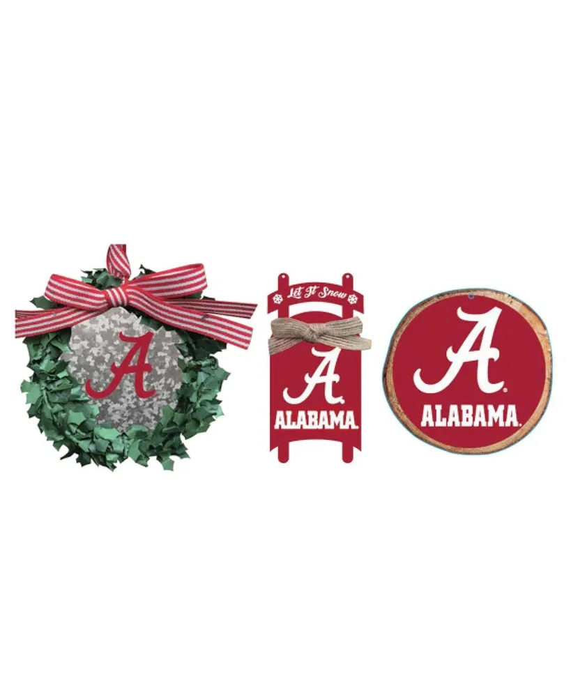 The Memory Company Alabama Crimson Tide Three-Pack Wreath, Sled and Circle Ornament Set