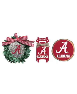 The Memory Company Alabama Crimson Tide Three-Pack Wreath, Sled and Circle Ornament Set