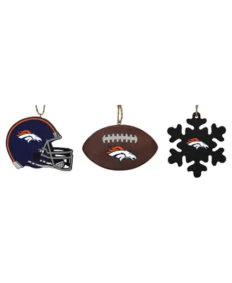 The Memory Company Denver Broncos Three-Pack Helmet, Football and Snowflake Ornament Set
