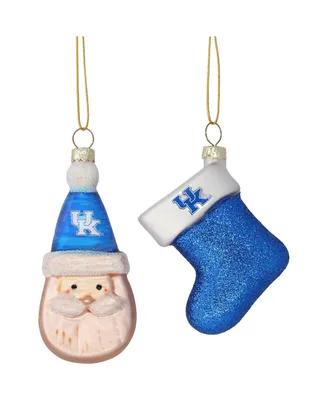 Kentucky Wildcats Two-Pack Santa and Stocking Blown Glass Ornament Set
