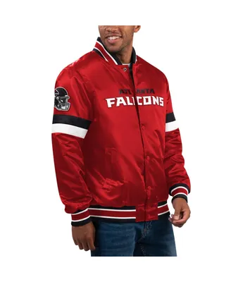 Men's Starter Red Atlanta Falcons Locker Room Satin Varsity Full-Snap Jacket