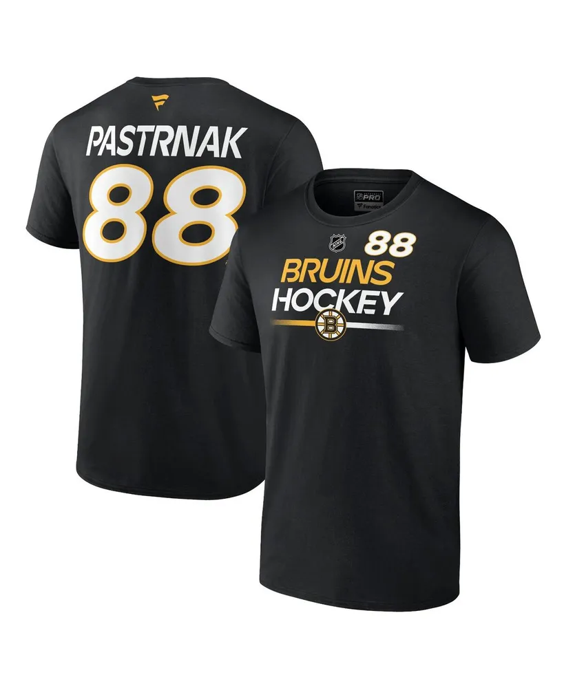 Men's Fanatics David Pastrnak Black Boston Bruins Authentic Pro Prime Name and Number T-shirt
