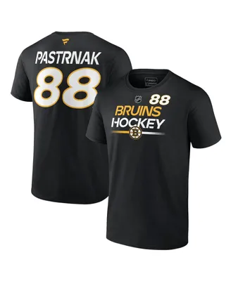 Men's Fanatics David Pastrnak Black Boston Bruins Authentic Pro Prime Name and Number T-shirt