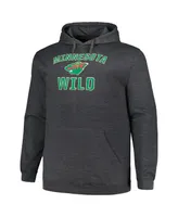 Men's Profile Heather Charcoal Minnesota Wild Big and Tall Arch Over Logo Pullover Hoodie