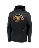Men's Fanatics Black Distressed Boston Bruins Centennial Authentic Pro Pullover Hoodie