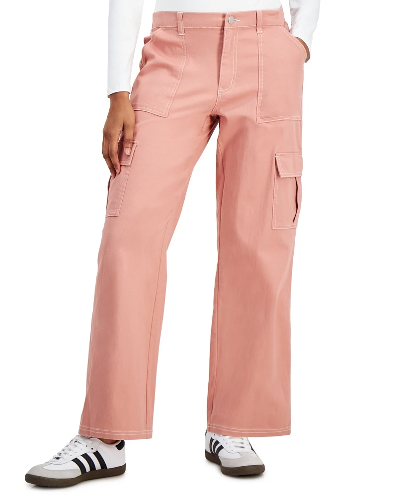 Ultra Flirt Juniors' Wide-Leg Comfort Fit Cargo Utility Pants