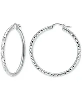 Giani Bernini Textured Medium Hoop Earrings in Sterling Silver, 30mm, Created for Macy's