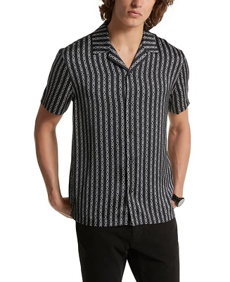 Michael Kors Men's Empire Printed Stripe Camp Shirt