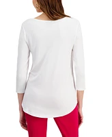 Jm Collection 3/4-Sleeve Scoop Neck Top