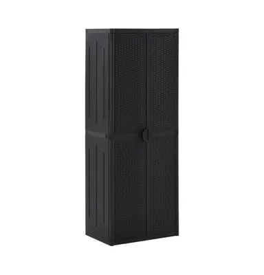 Garden Storage Cabinet Black 25.6"x17.7"x67.7" Pp Rattan