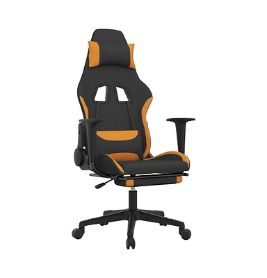 Gaming Chair with Footrest Black and Orange Fabric