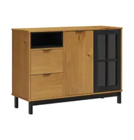 Sideboard with Glass Door Flam 43.3"x15.7"x31.5" Solid Wood Pine