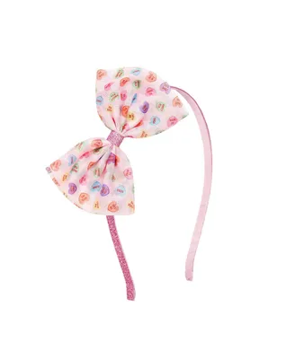 Sweet Wink Child Girl's Candy Hearts Valentine's Day Tulle Bow Headband