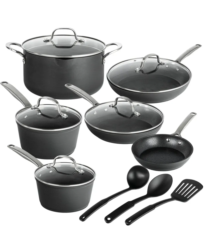 Granite Stone Diamond Armor Max Aluminum Hard Anodized 14 Pc Ultra Release Cookware Set