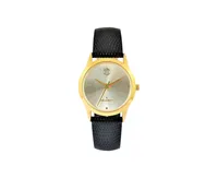 Peugeot Women's Wafer Slim Designer Status Watch Champ Dial with Black Leather Strap