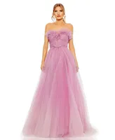 Women's Strapless Glitter Tulle Gown