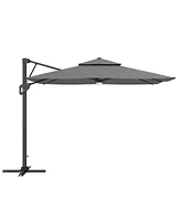 Mondawe 10ft Square Solar Led Offset Cantilever Outdoor Patio Umbrella with Built-in Bluetooth Speaker