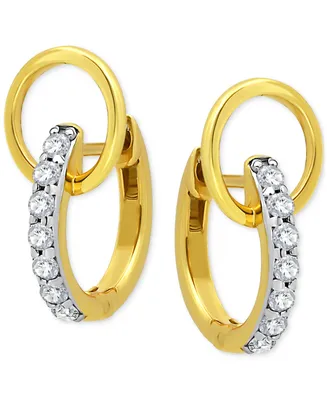 Giani Bernini Cubic Zirconia Interlocking Ring Hoop Earrings in 18k Gold-Plated Sterling Silver, Created for Macy's