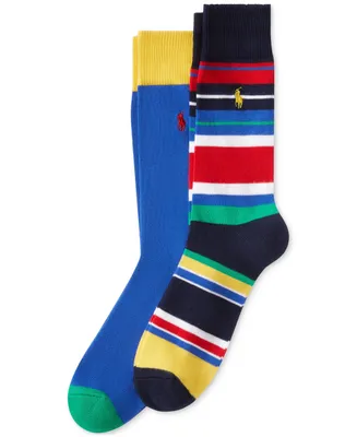 Polo Ralph Lauren Men's 2-Pk. Multi-Stripe Slack Socks