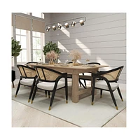 Bronson Cane Rattan Padded Accent Or Dining Chair With Metallic Accented Legs