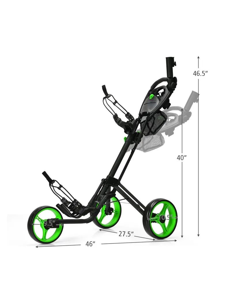 3 Wheel Folding Golf Push Cart with Brake Scoreboard Adjustable Handle