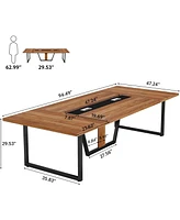 Tribe signs 8FT Conference Table, 94.49 L x 47.24 W x 29.53 H Inches Large Meeting Table/Podcast Table for 10 People