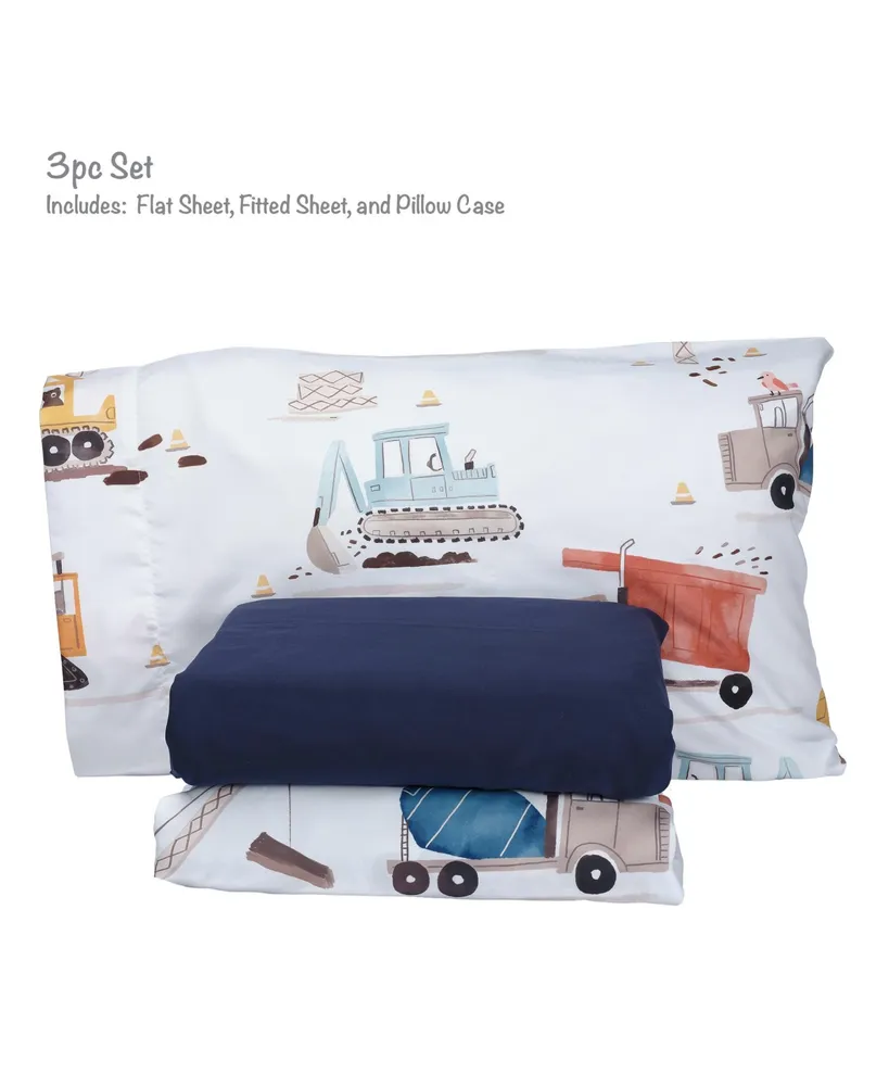 Bedtime Originals Construction Zone Transportation Twin Sheets & Pillowcase Set