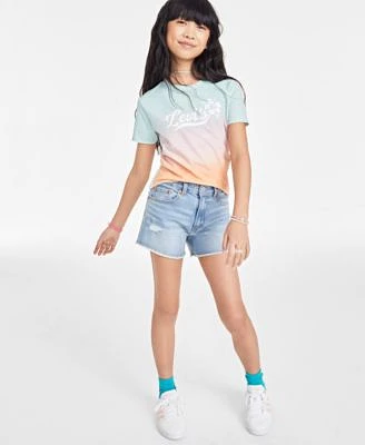 Levis Big Girls Logo Graphic T Shirt High Rise Denim Shorts