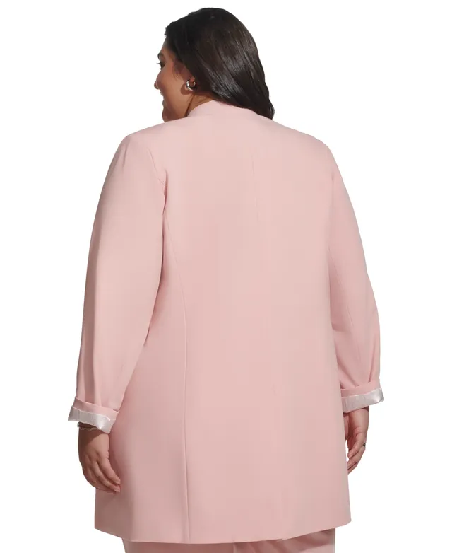 Calvin Klein Plus Size Collarless Open-Front Topper Jacket - Macy's