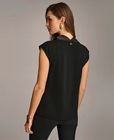 Donna Karan New York Women's Cowl-Neck Cap-Sleeve Top