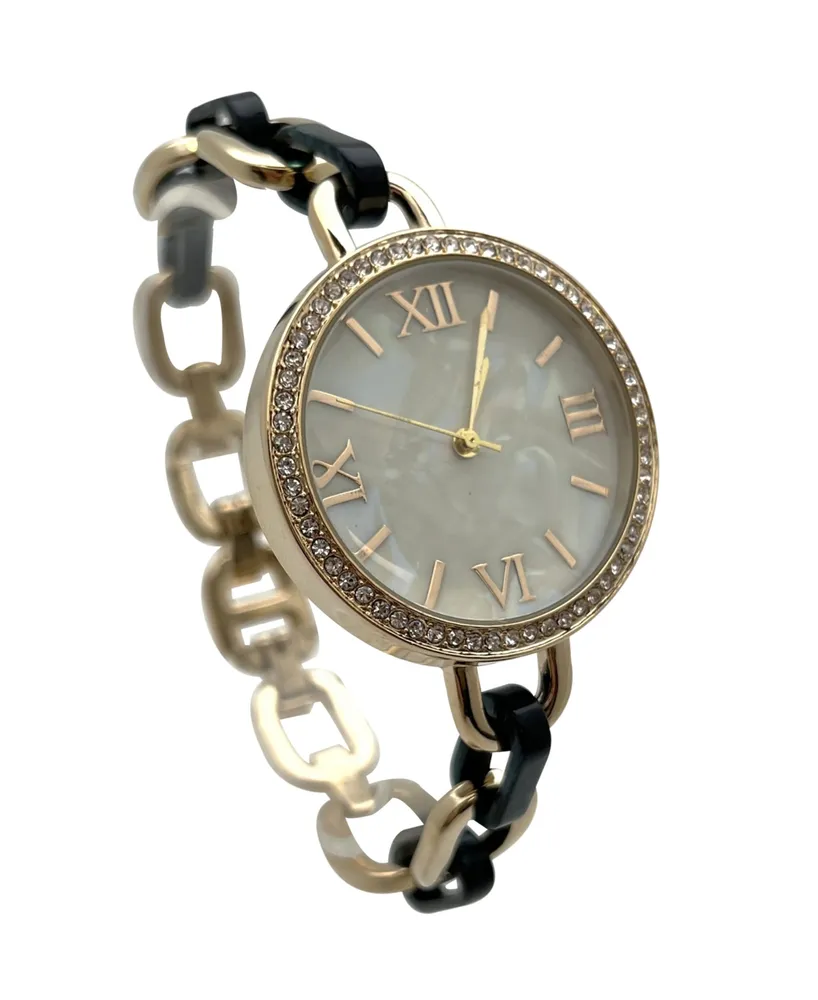 Olivia Pratt Bracelet Style Metal and Tortoise Women Watch