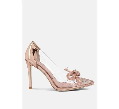 Women Erika Rhinestones Embellished Clear Pump Shoes
