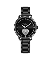 Women's Black Case and Bracelet, Crystal Studded Dial Watch