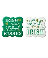 Glitzhome St. Patrick's Wooden Table Decor, Set of Two