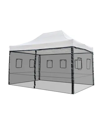 4 Mesh Sidewalls for 15x10 Ft Pop Up Canopy Tent with Windows Food Vendor Fair