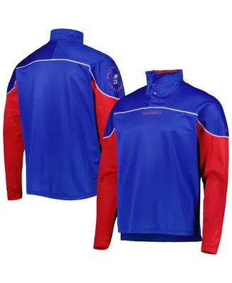 Men's adidas Royal Kansas Jayhawks Aeroready Knit Quarter-Snap Jacket