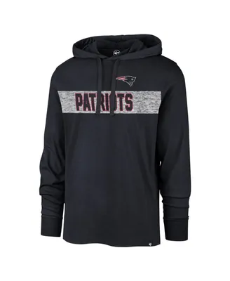 Men's '47 Brand Navy Distressed New England Patriots Field Franklin Hooded Long Sleeve T-shirt