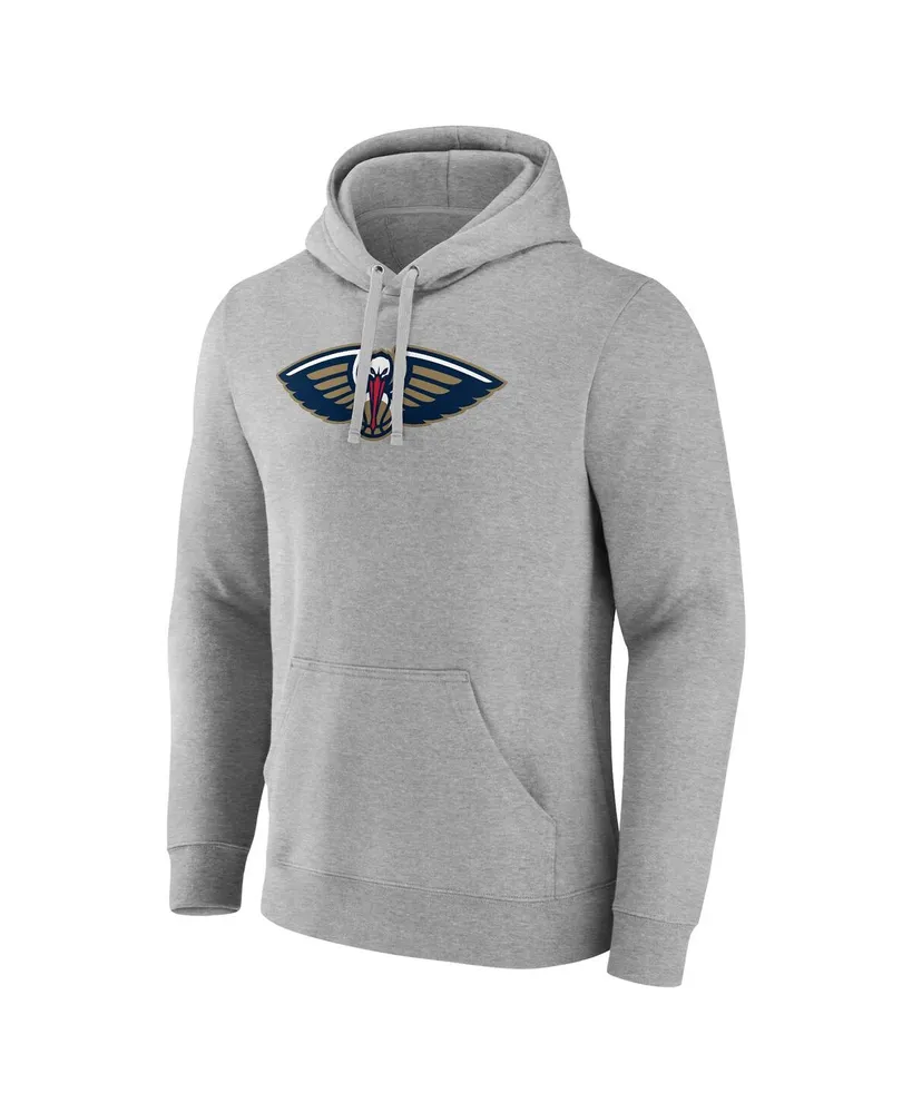 Men's Fanatics Heather Gray New Orleans Pelicans Primary Logo Pullover Hoodie