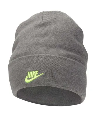 Youth Boys and Girls Nike Charcoal Reversible Smiley Tall Peak Cuffed Knit Hat
