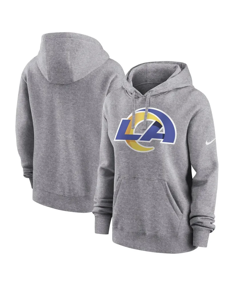 Women's Nike Heather Gray Los Angeles Rams Team Logo Club Fleece Pullover Hoodie